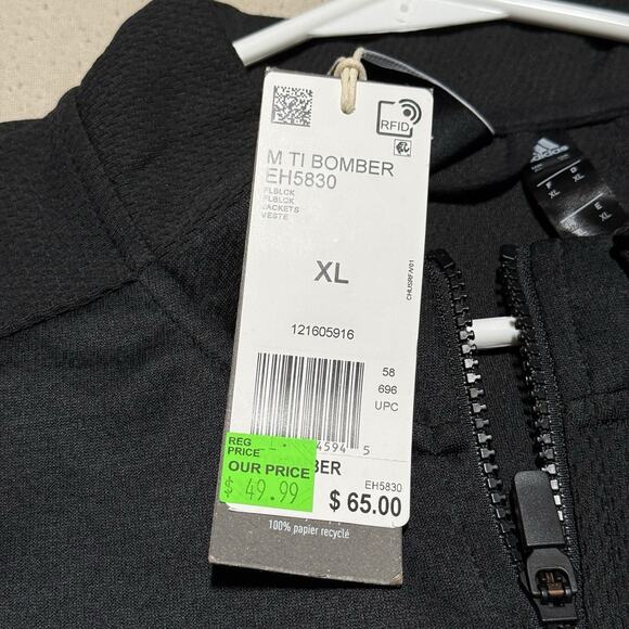NWT Mens Adidas Team Issue Bomber Track Athletic Jacket Black Full Zip XL EH5830 - Picture 4 of 8